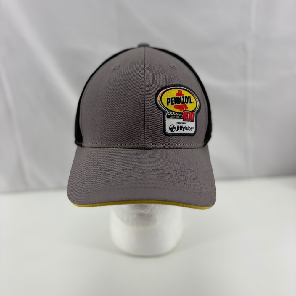 Pennzoil 400 Las Vegas Jiffy Lube Trucker Hat Grey Black NASCAR Snapback Cap
